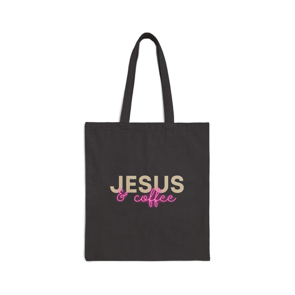 Jesus and Coffee - Black Cotton Tote Bag.