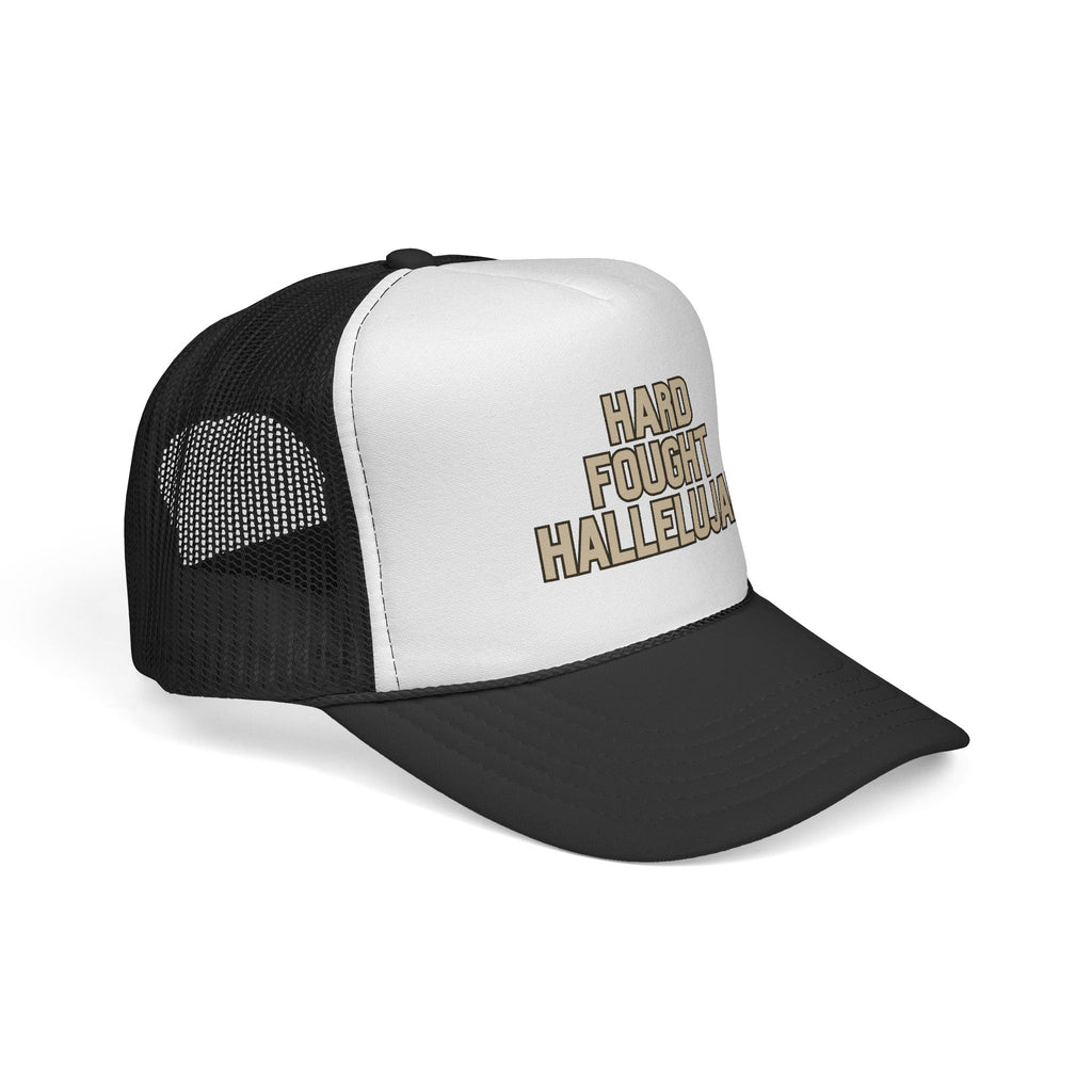 Hard Fought Hallelujah Trucker Hat | Tan Christian Cap
