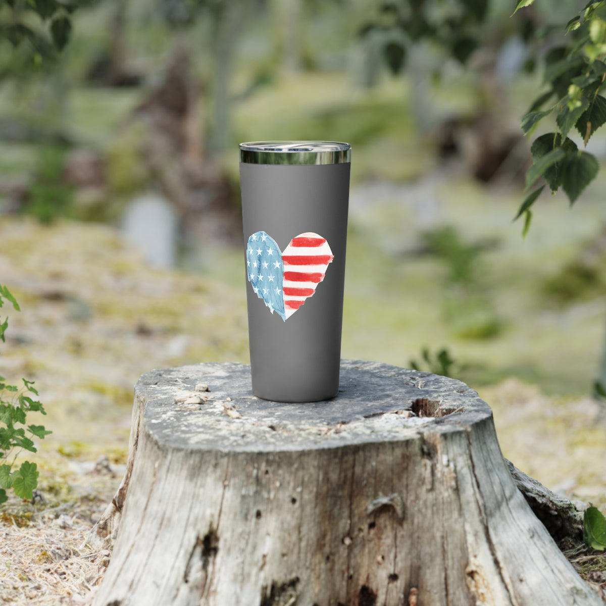 American Patriotic Heart, Diamonds Tumbler | Personalized Insulated Travel Mug, 22 oz.